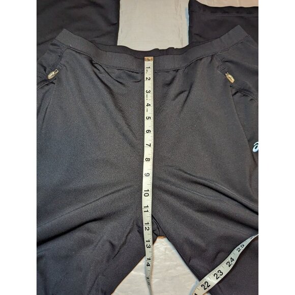 Asics CALI PERFORMANCE PANT Black White largeElastic Waist Athletic Pants - Picture 13 of 16